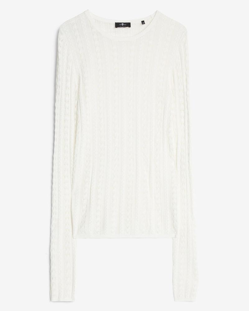 Long Sleeve Pointelle Crew Sweater Product Image