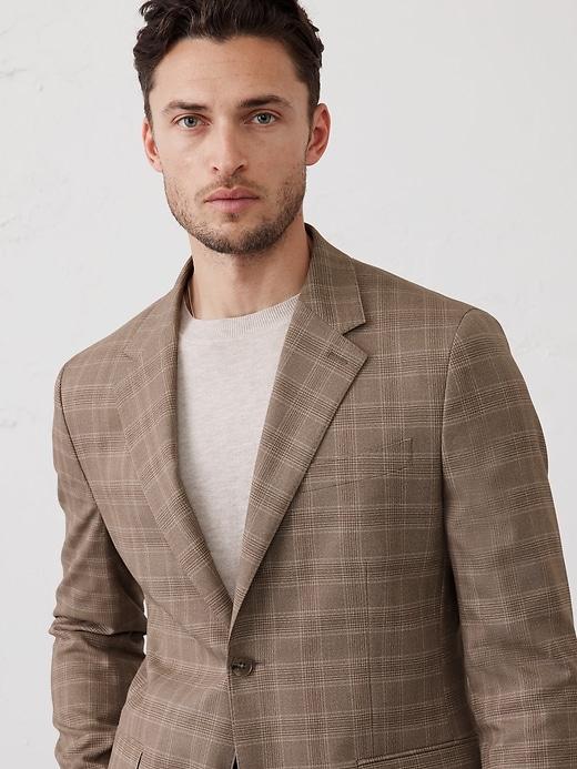 Tailored-Fit Taupe Glen Plaid Suit Jacket Product Image