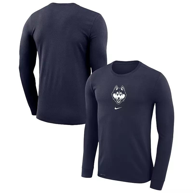 Men's Nike  Navy UConn Huskies Basketball Shootaround Long Sleeve T-Shirt, Size: Large, Blue Product Image