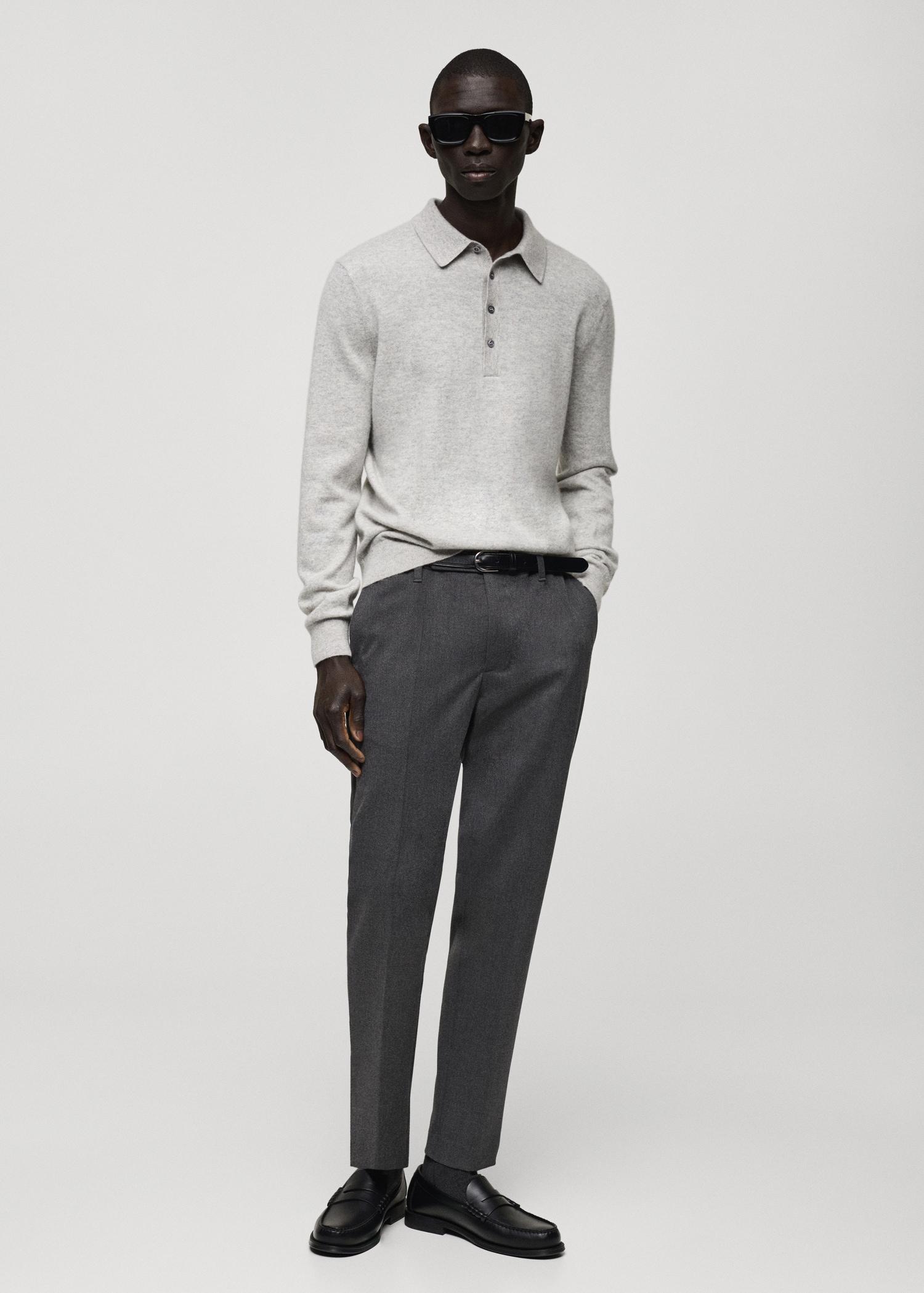 Slim-fit flannel pants - Men | MANGO USA Product Image