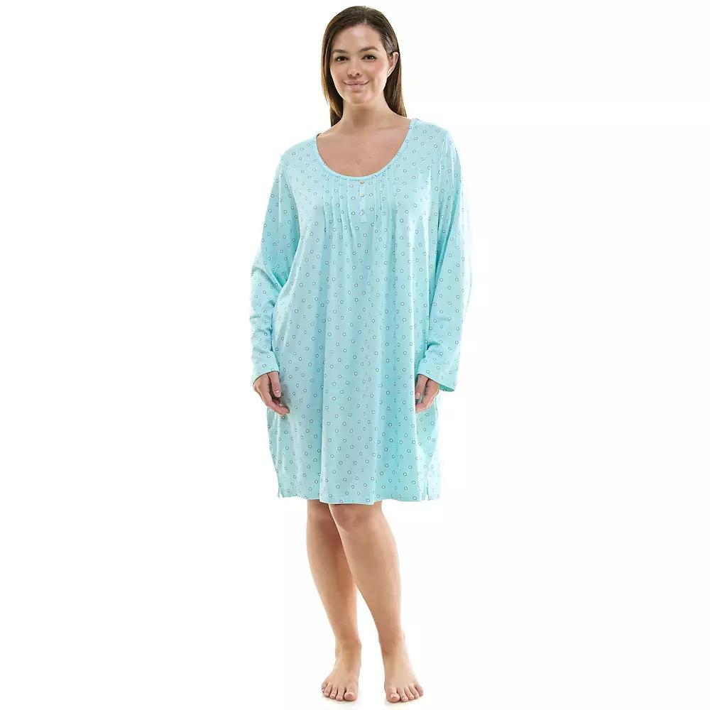 Plus Size Croft & Barrow® Cozy Luxe Long Sleeve Pajama Gown, Women's, Size: 2XL, Blue Tint Product Image