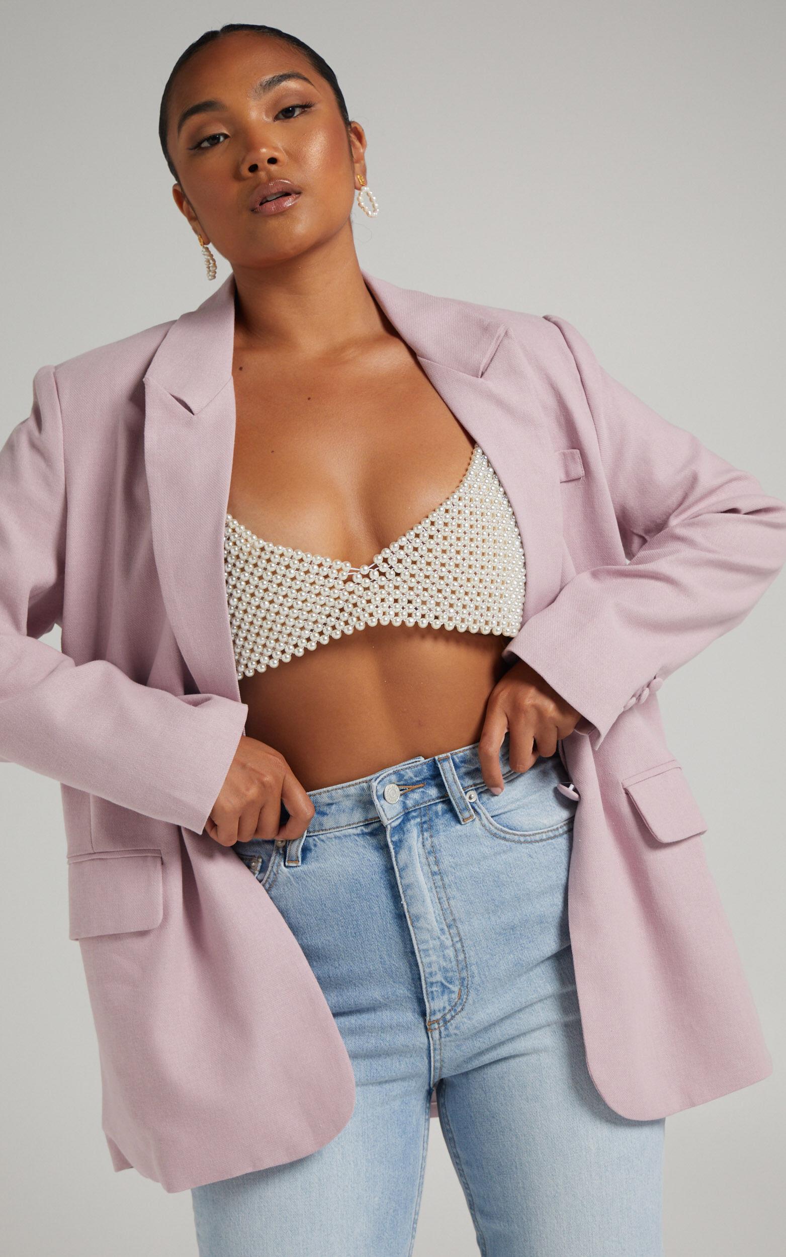 Peggy Top - V Neck Crop Top in Pearl Product Image