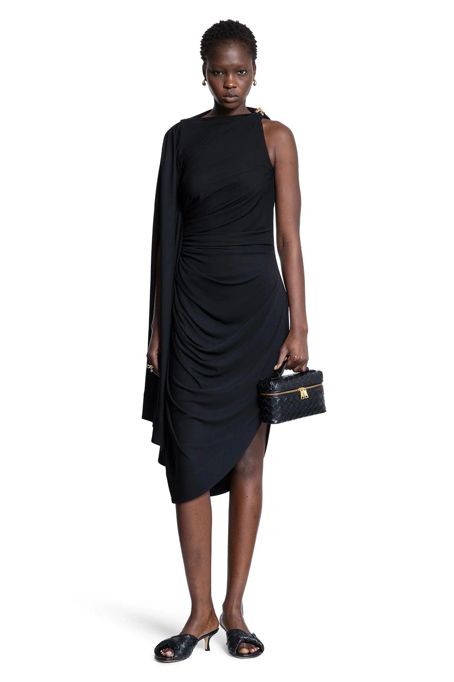 BOTTEGA VENETA Draped Dress In Black Product Image