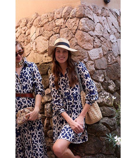 Ro's Garden Romy Printed Woven Collar Neck 3/4 Sleeve Mini Dress Product Image