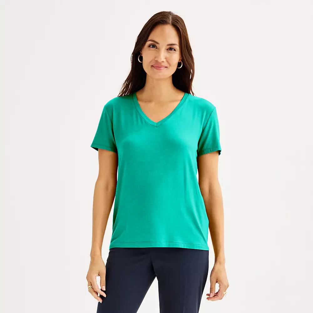 Women's Nine West Essential V-Neck T-Shirt, Size: Small, Moroccan Blue Product Image
