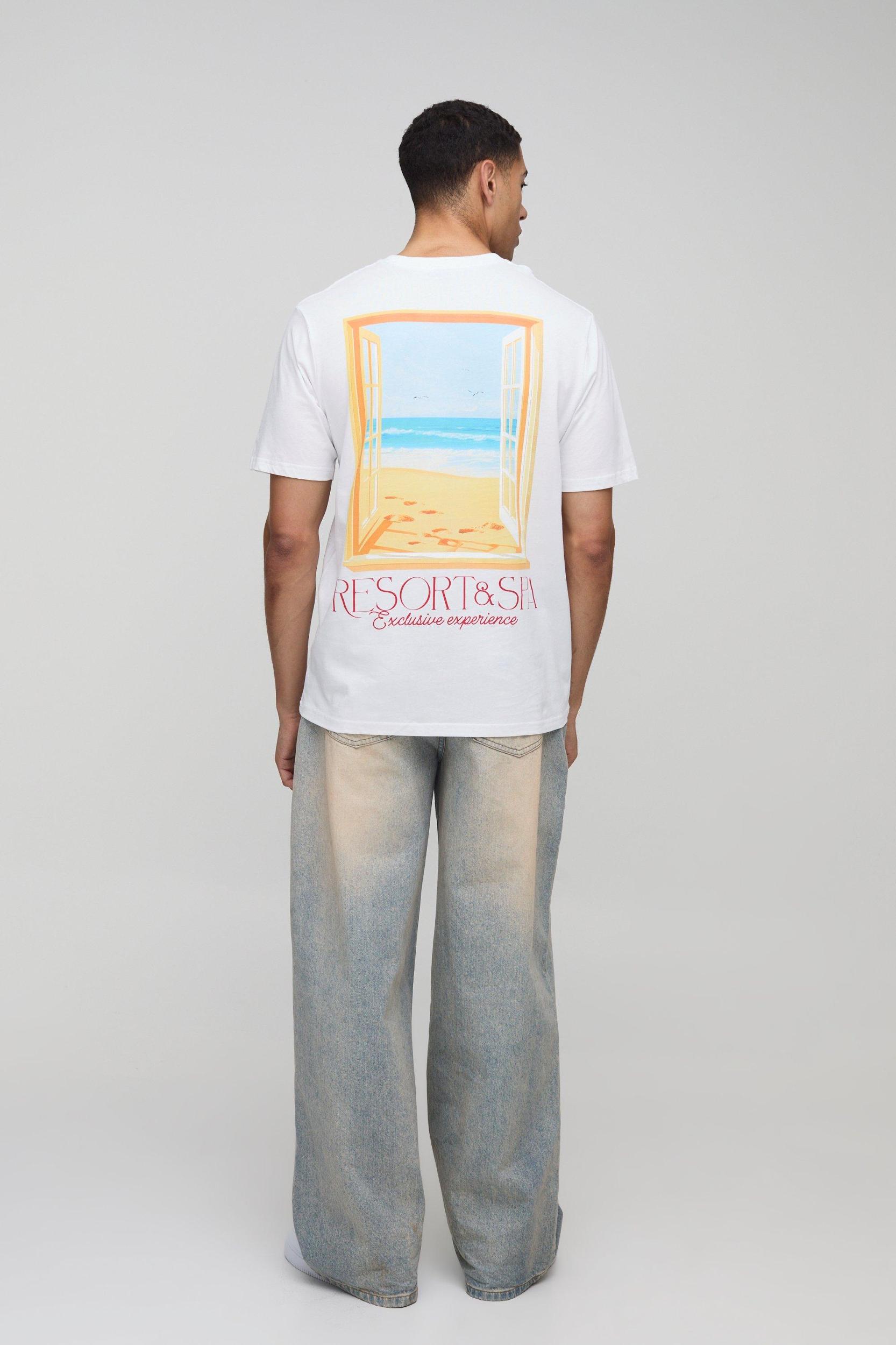 Regular Fit Resort Beach Landscape T-Shirt | boohooMAN USA Product Image
