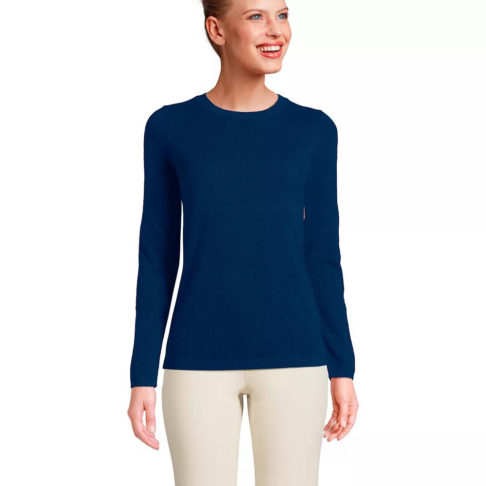 Women's Lands' End Crewneck Cashmere Sweater, Size: Medium, Deep  Blue Product Image