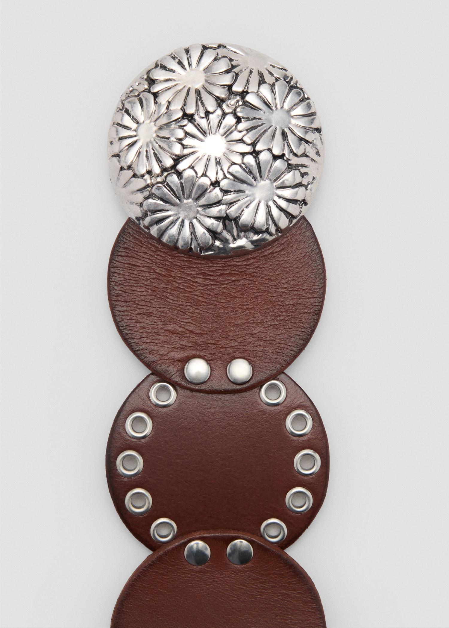 Studded leather belt - Women | MANGO USA Product Image