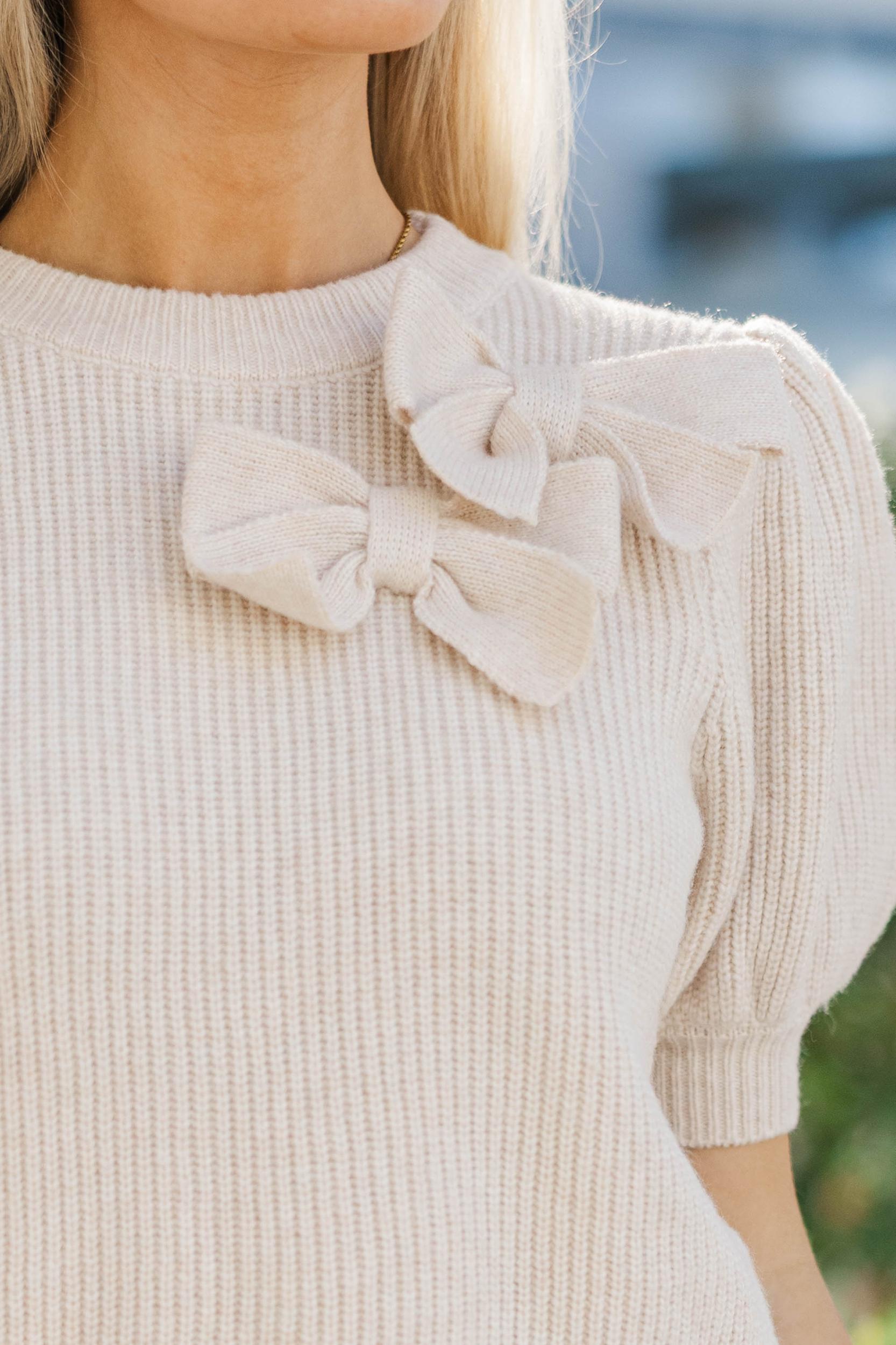 Clear Your Mind Cream Bow Sweater Female Product Image