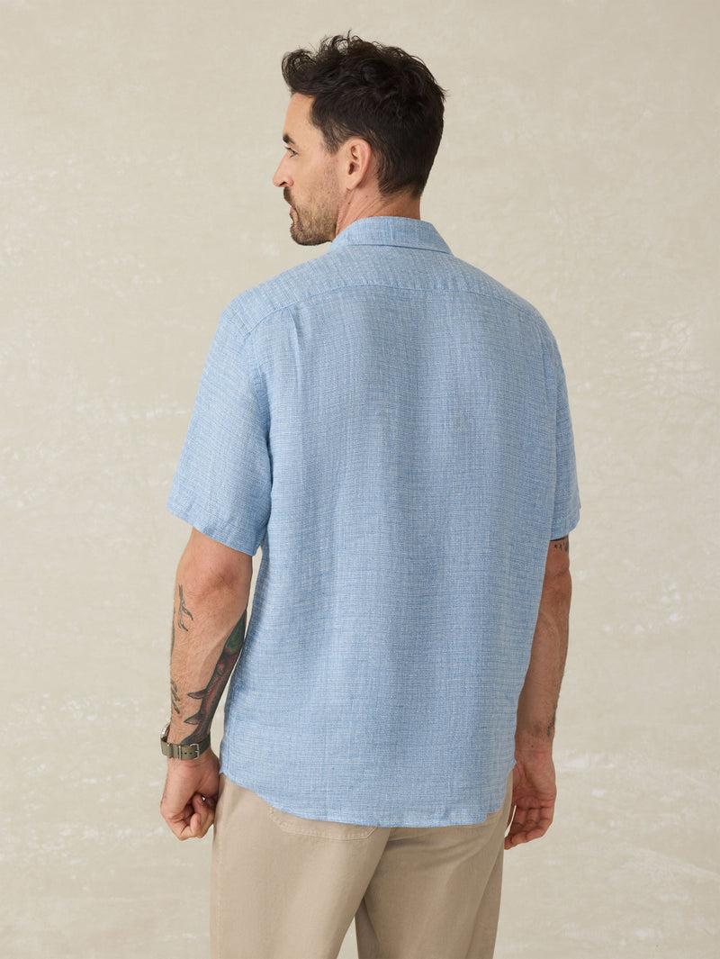 Short-Sleeve Palma Linen Shirt - Blue Basketweave Product Image