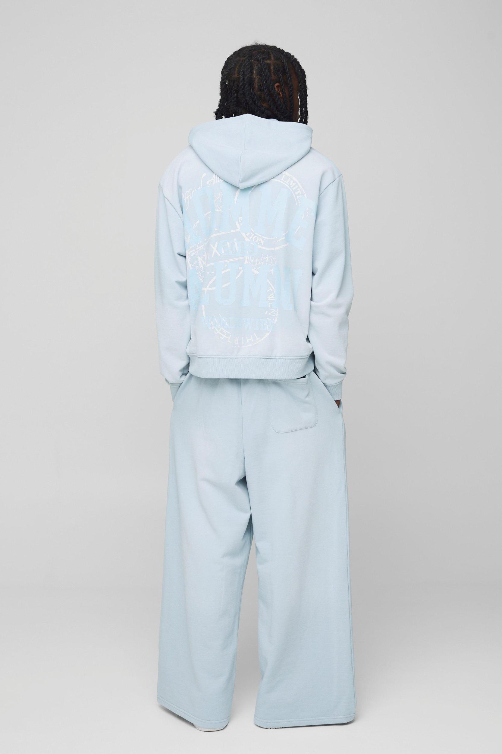 Oversized Boxy Homme Wash Hooded Zip Tracksuit | boohooMAN USA Product Image