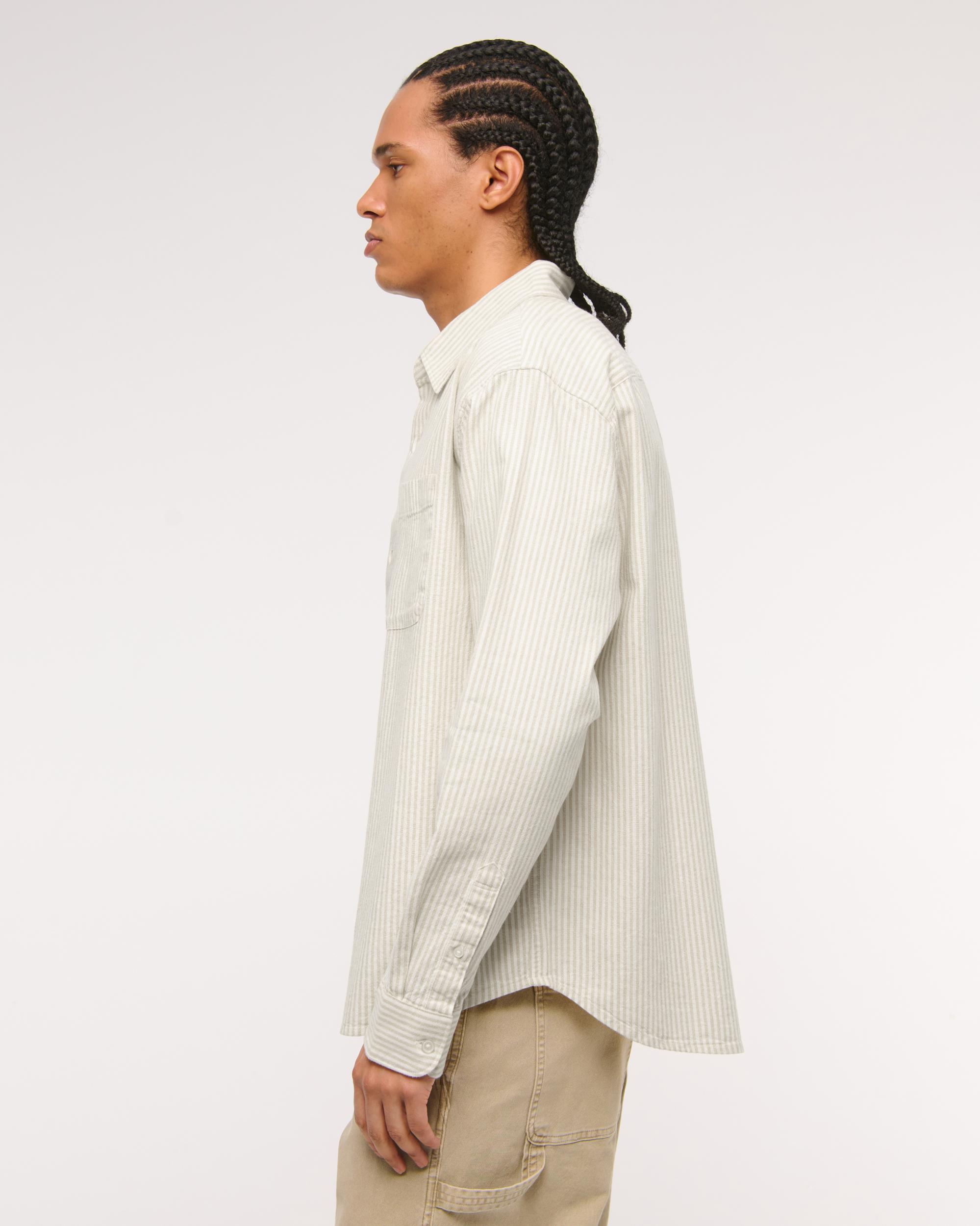 Summer Linen-Blend Button-Up Shirt Product Image