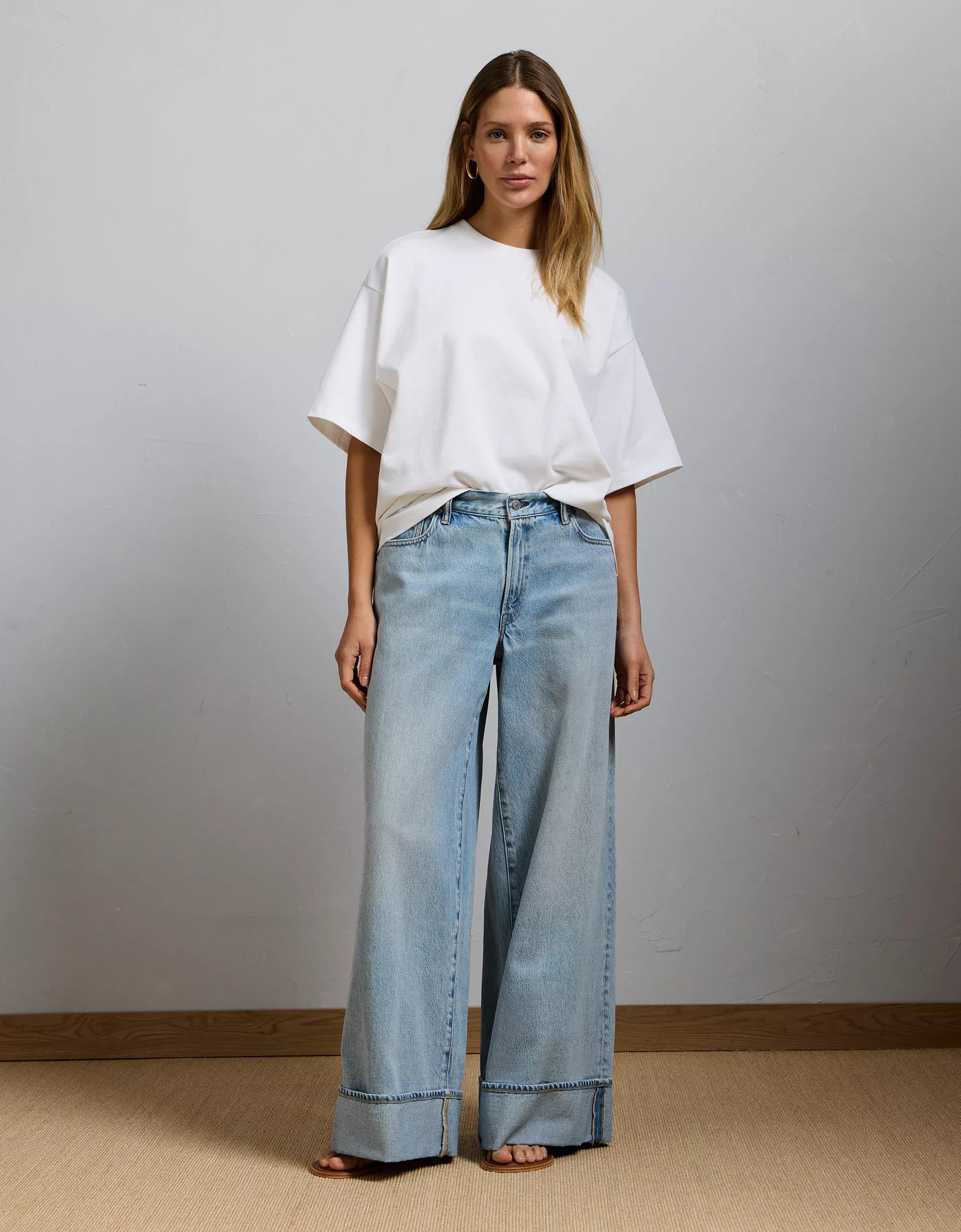 AE77 Premium Super Wide Cuffed Jean Product Image