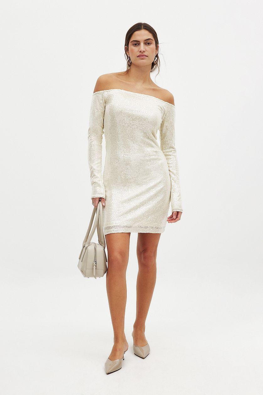 Off Shoulder Sequin Mini Dress Product Image