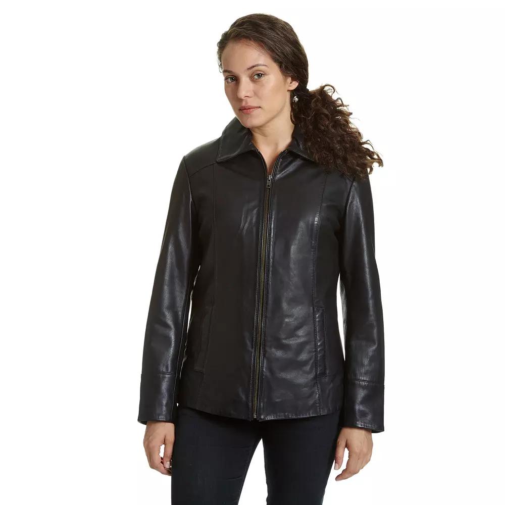Women's Excelled Leather Scuba Jacket, Size: XL, Black Product Image