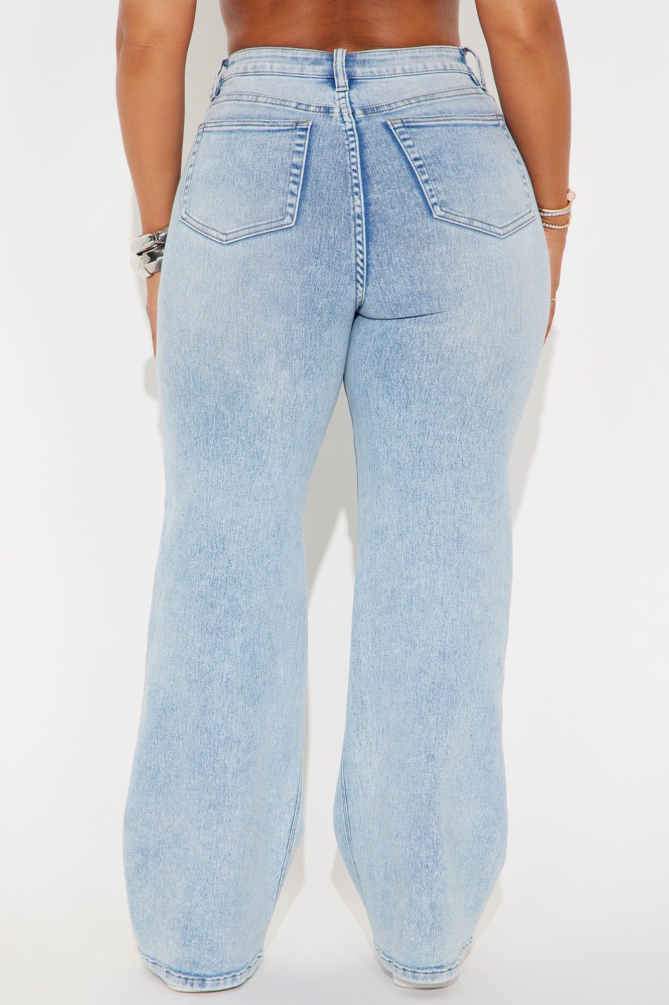 Petite Make My Day Stretch Wide Leg Jeans - Light Wash Product Image