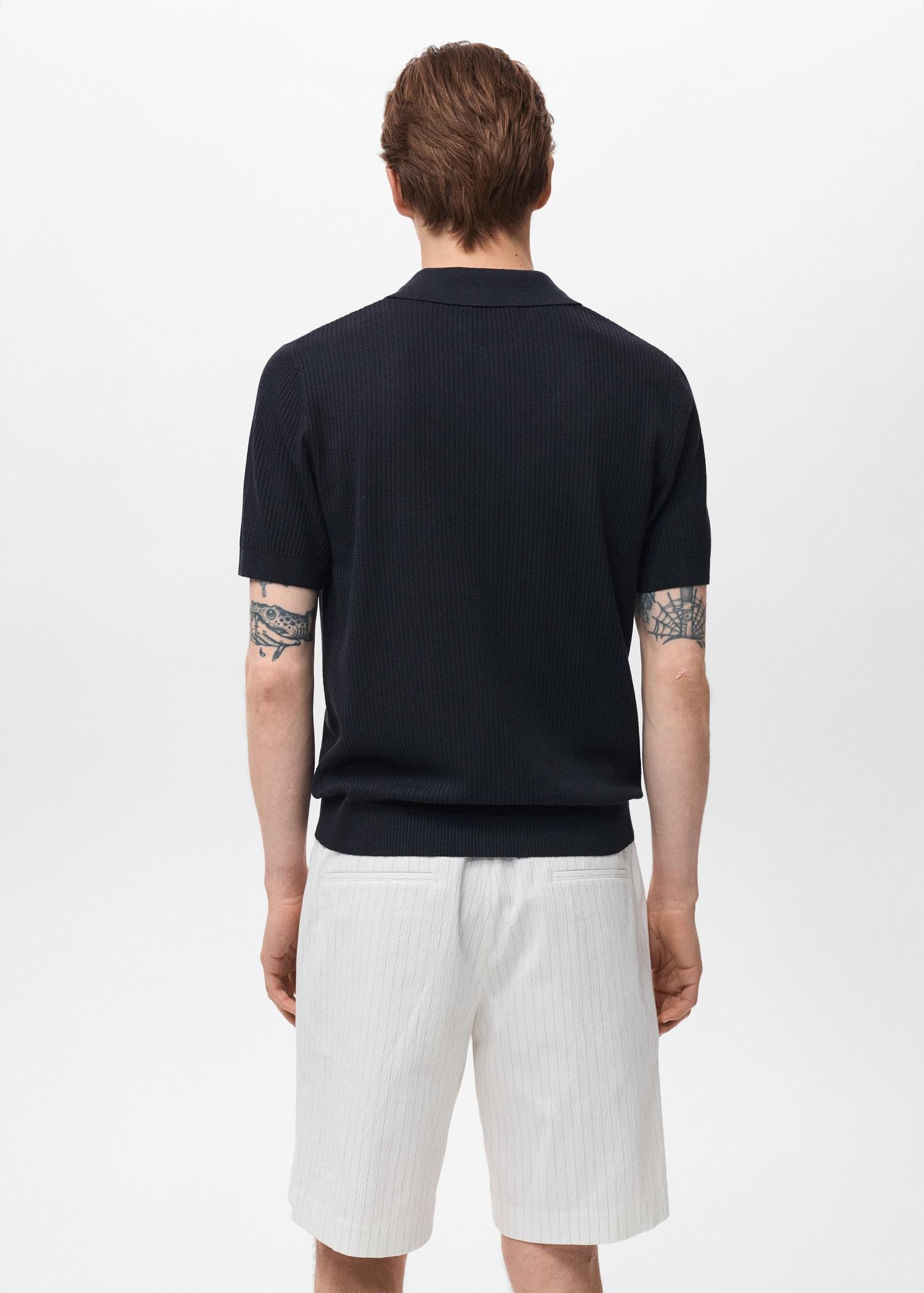 Ribbed knit polo shirt - Men | MANGO USA Product Image