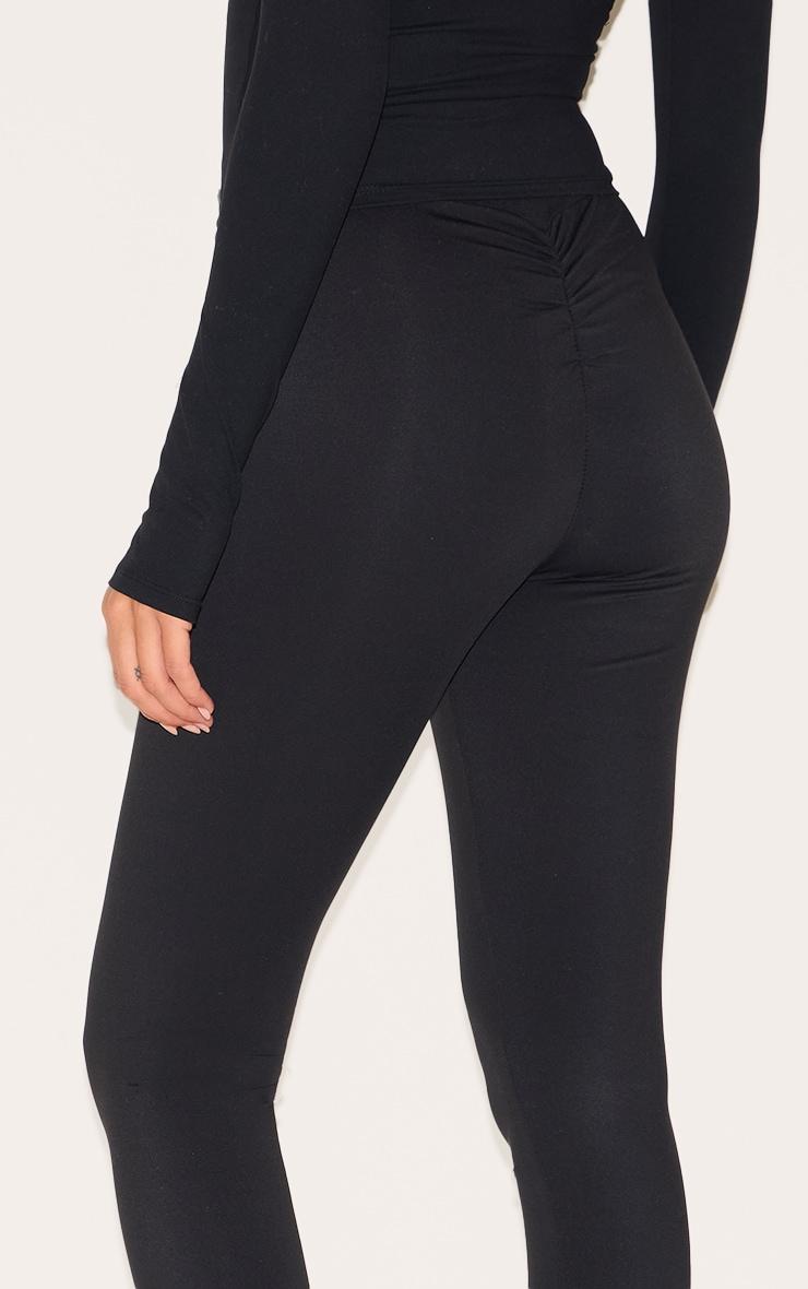 Black Brushed Sculpt Ruched Bum High Waist Sport Leggings Product Image