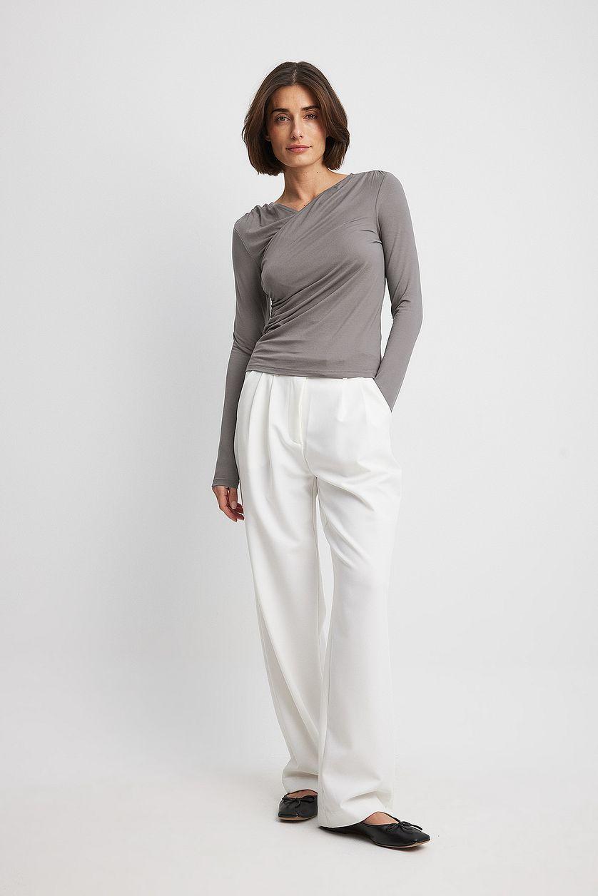 Soft Line Draped Top Grey Product Image
