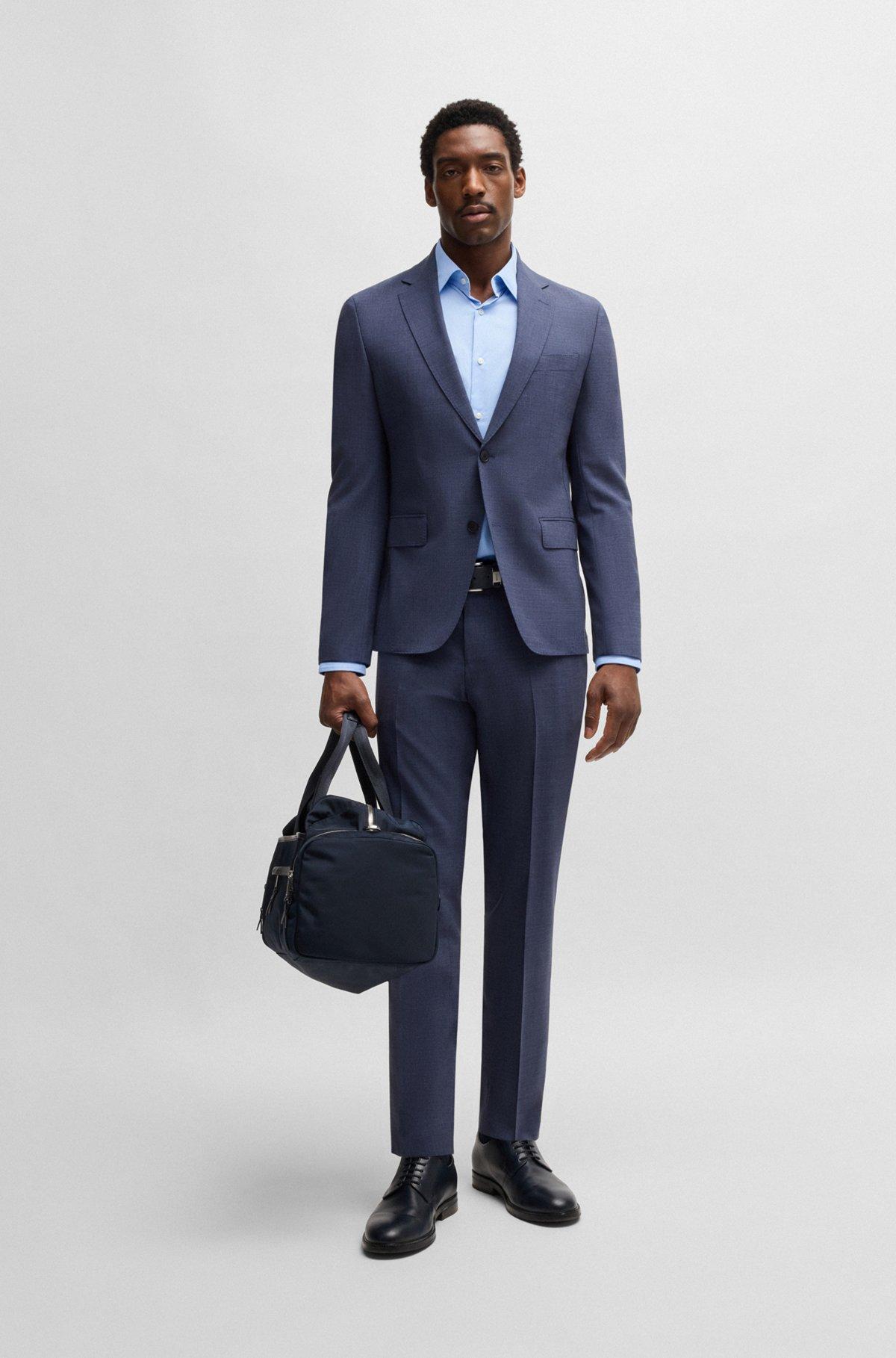 Regular-fit shirt in structured stretch fabric Product Image