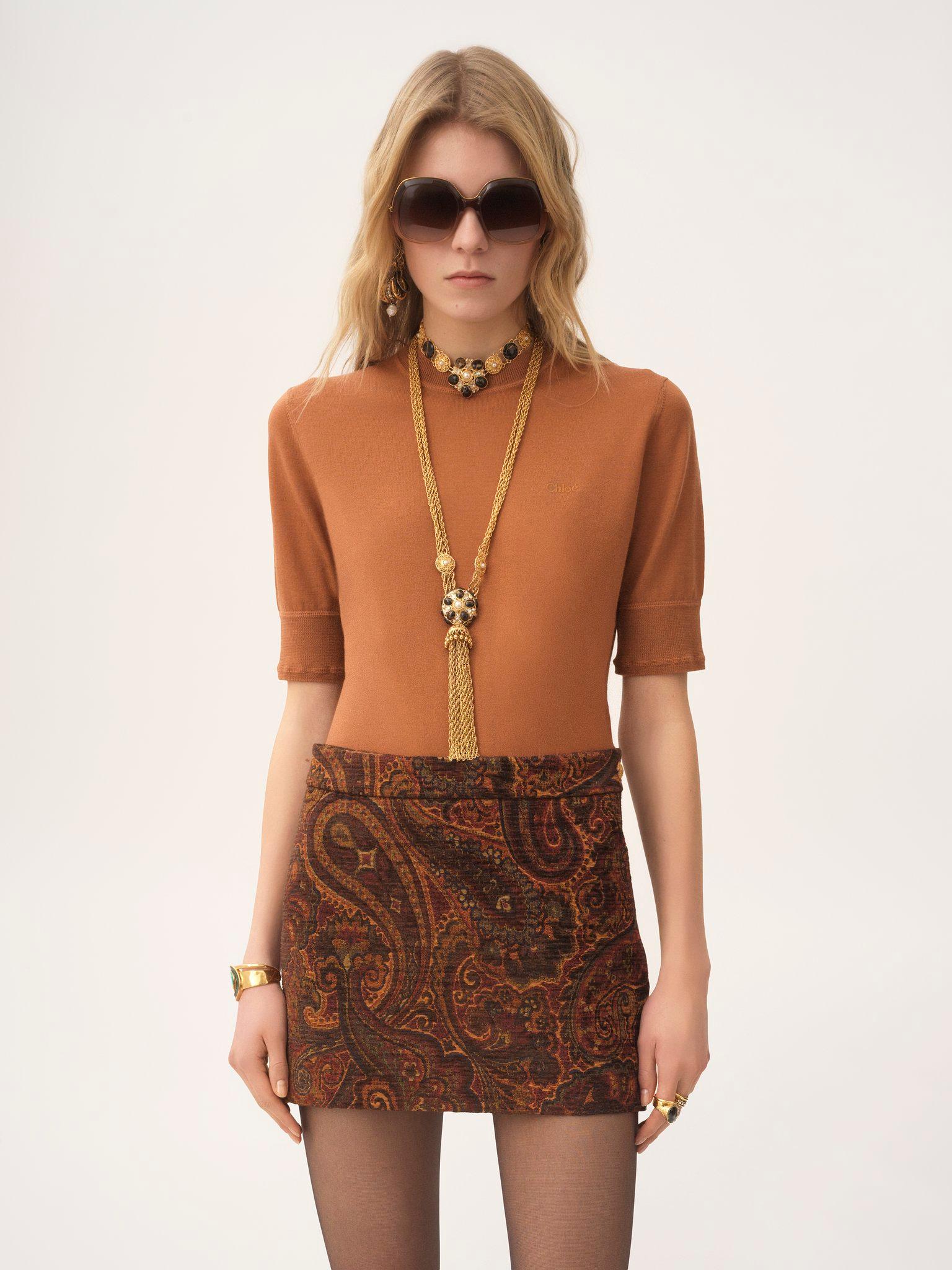 Straight mini skirt in tapestry jacquard Product Image