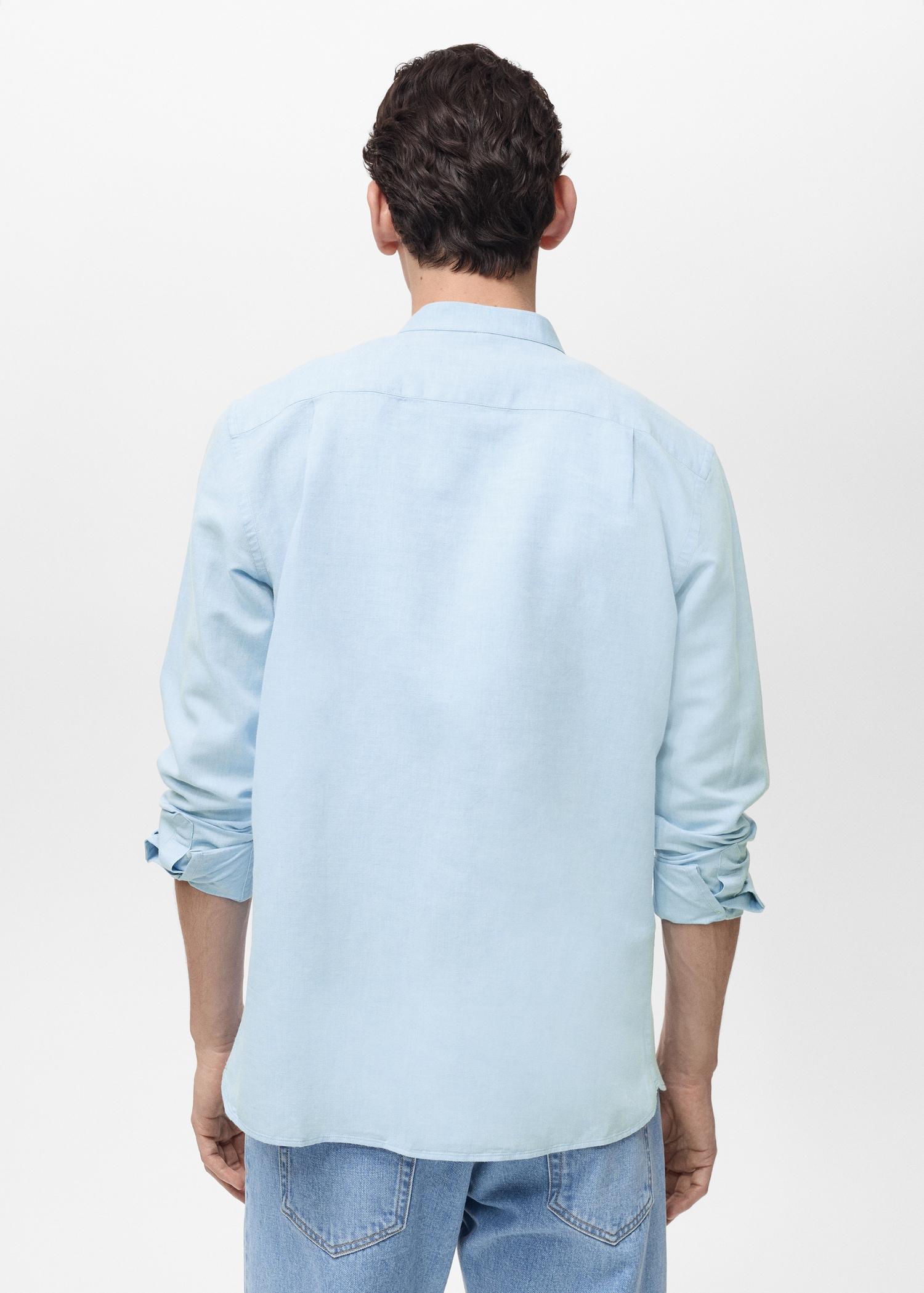 Mao collar linen shirt - Men | MANGO USA Product Image