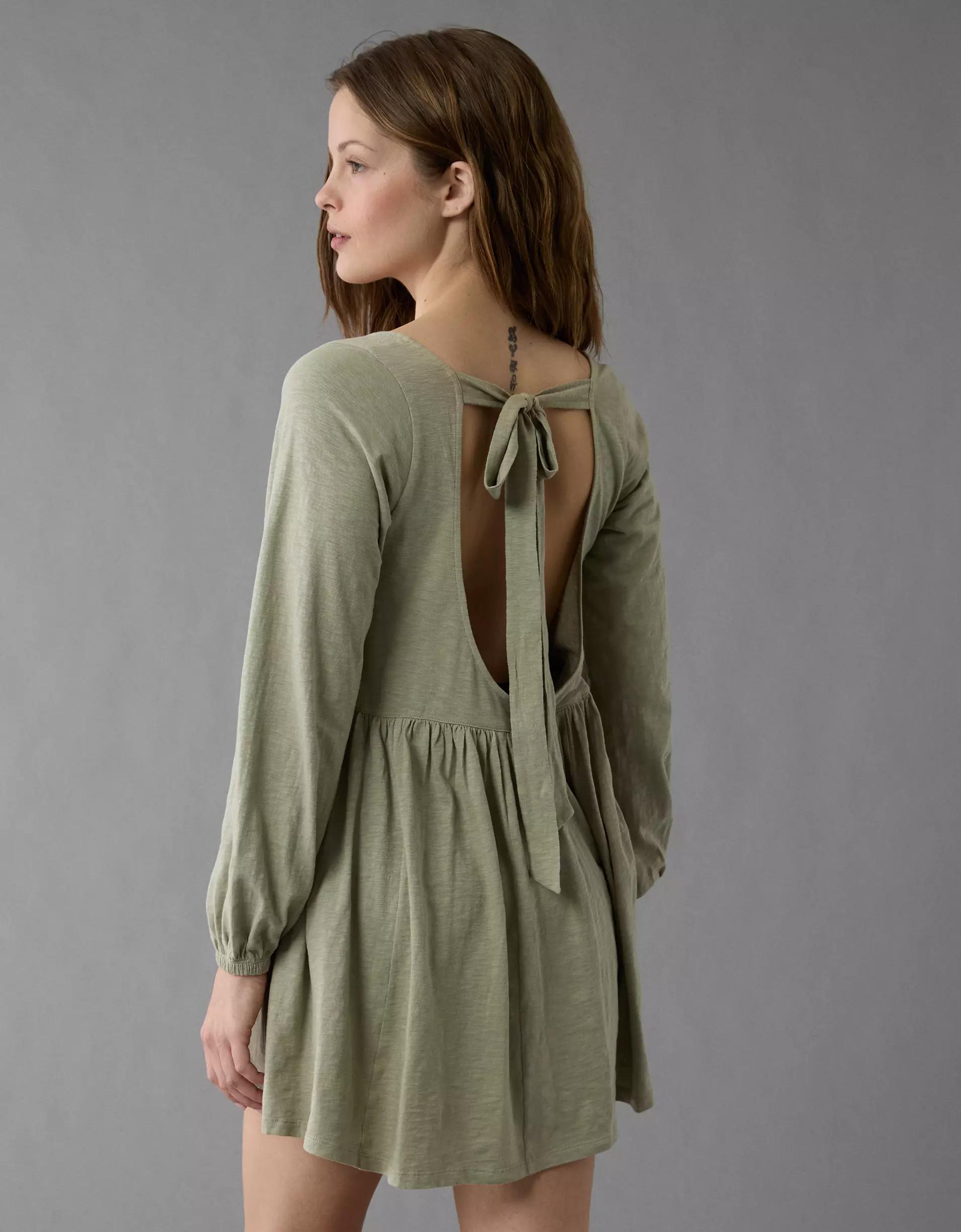 AE Sunchaser Knit Long-Sleeve Scoop Neck Mini Dress Product Image