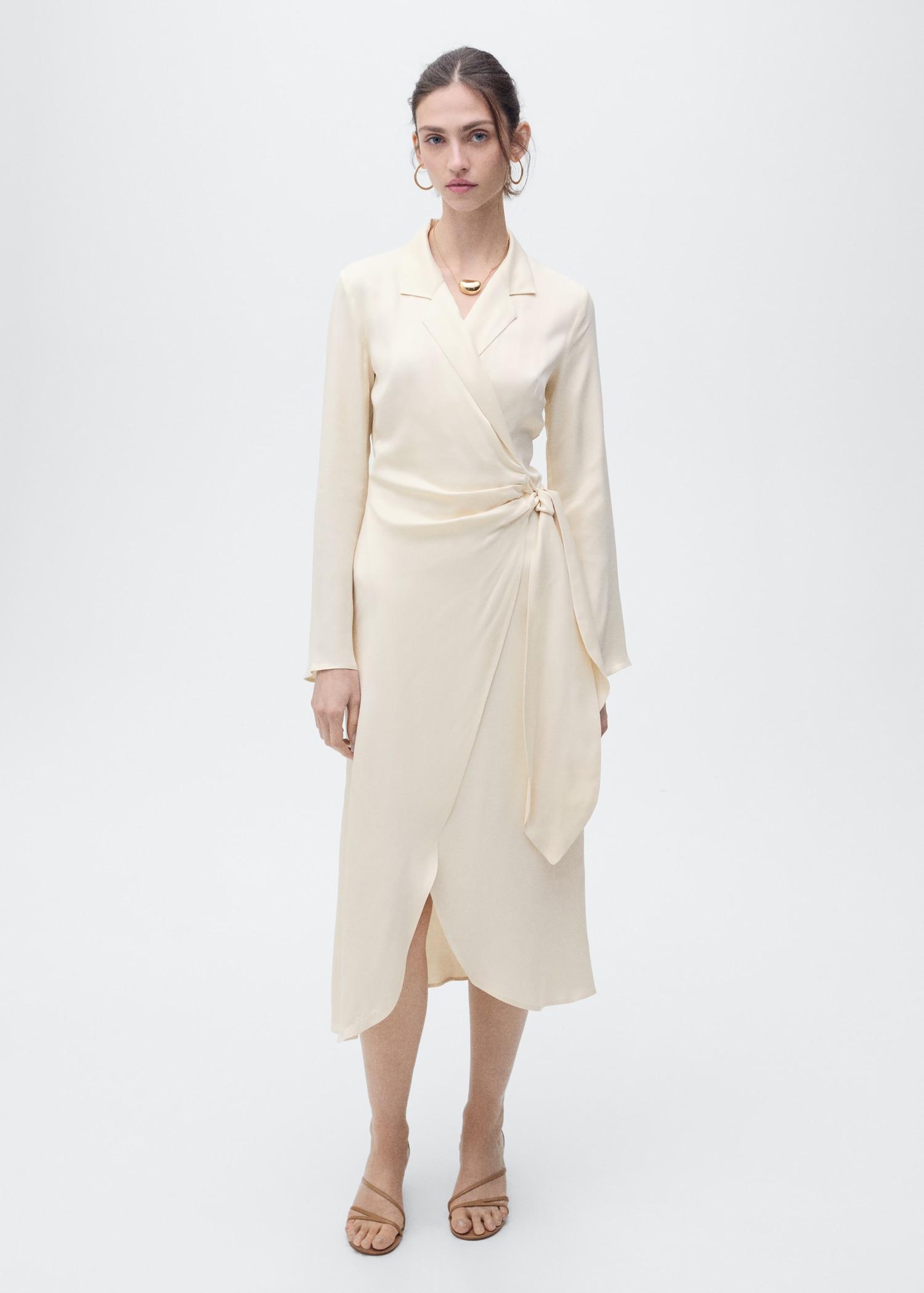 Wrap midi-dress with knot - Women | MANGO USA Product Image