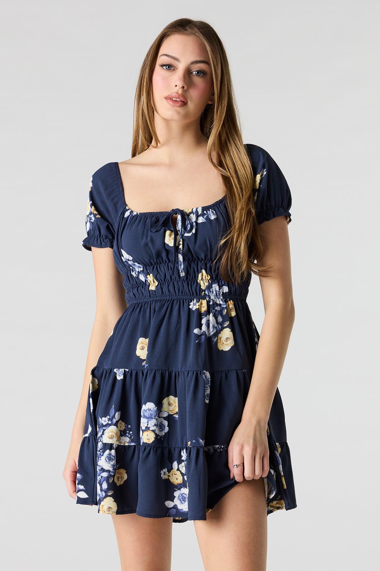 Short Puff Sleeve Tiered Mini Dress Female Product Image