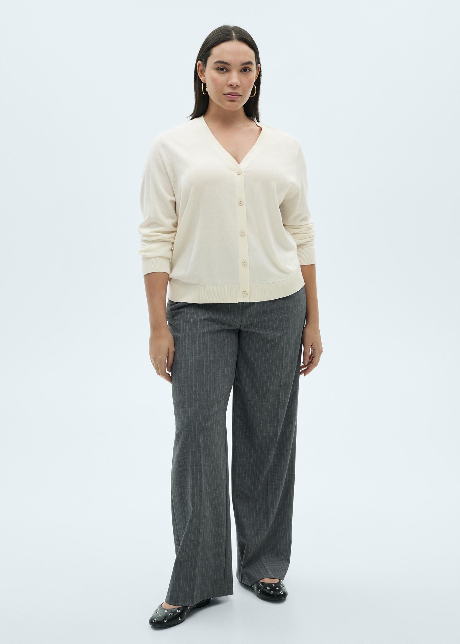 Mulberry silk-blend ribbed cardigan - Women | MANGO USA Product Image