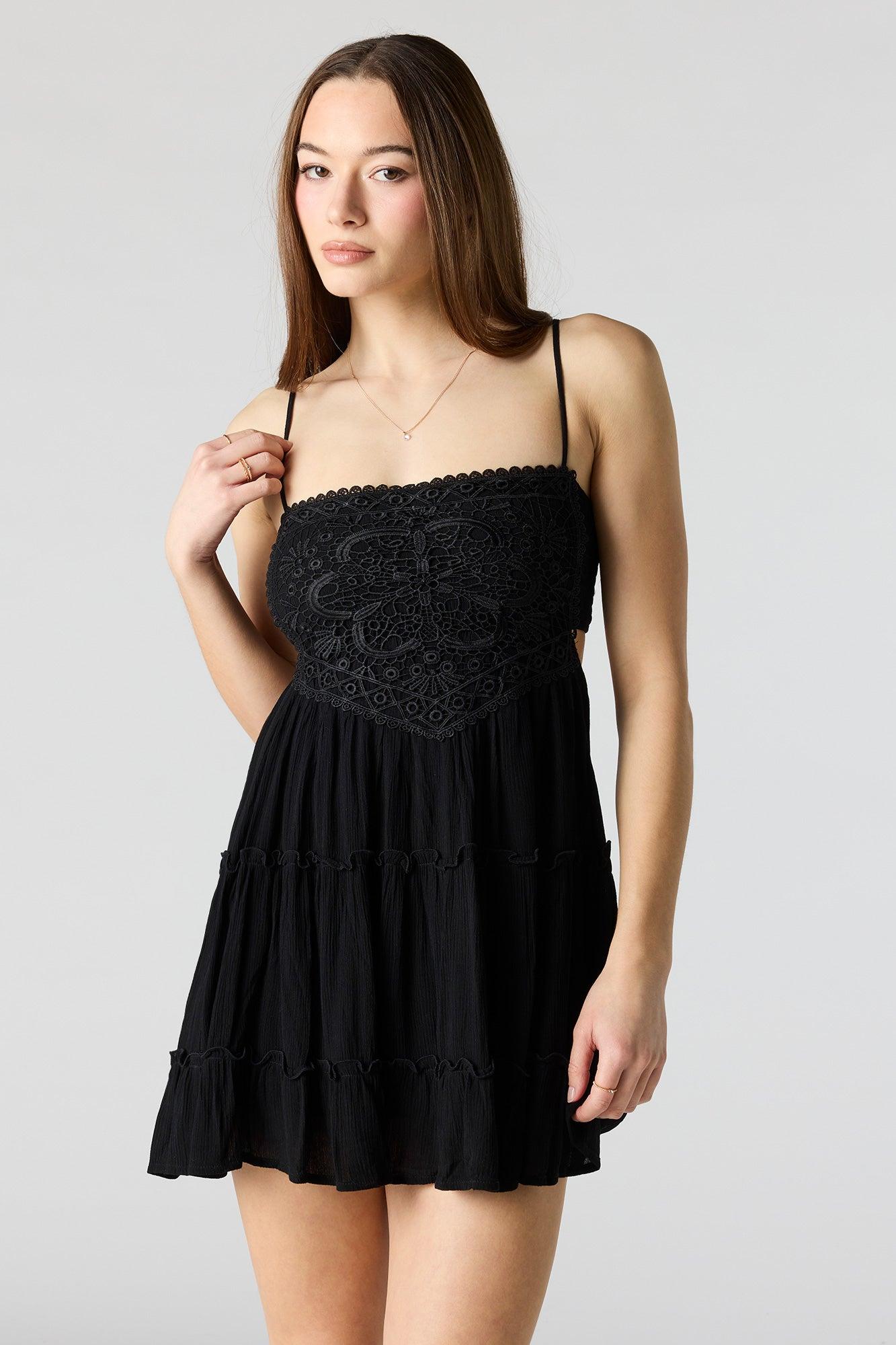 Lace Tiered Mini Dress Female Product Image