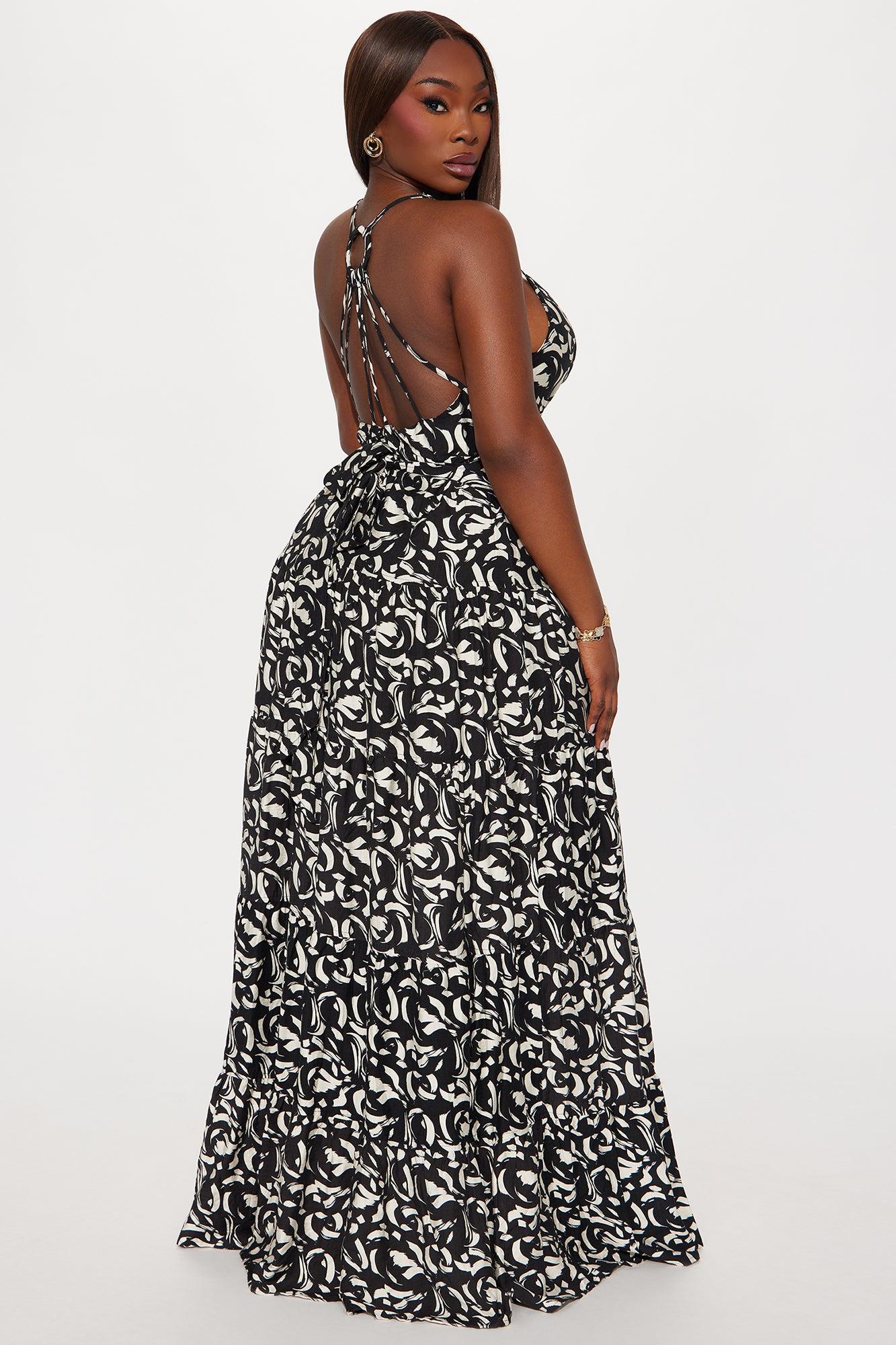 Charlie Printed Linen Maxi Dress - Black/combo Female Product Image