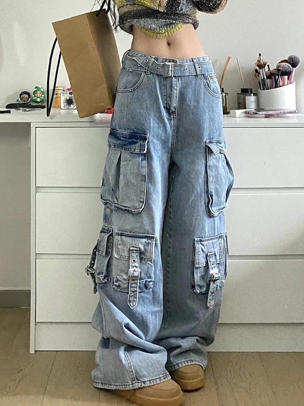 Vintage Multi-Pocket Cargo Jeans Product Image