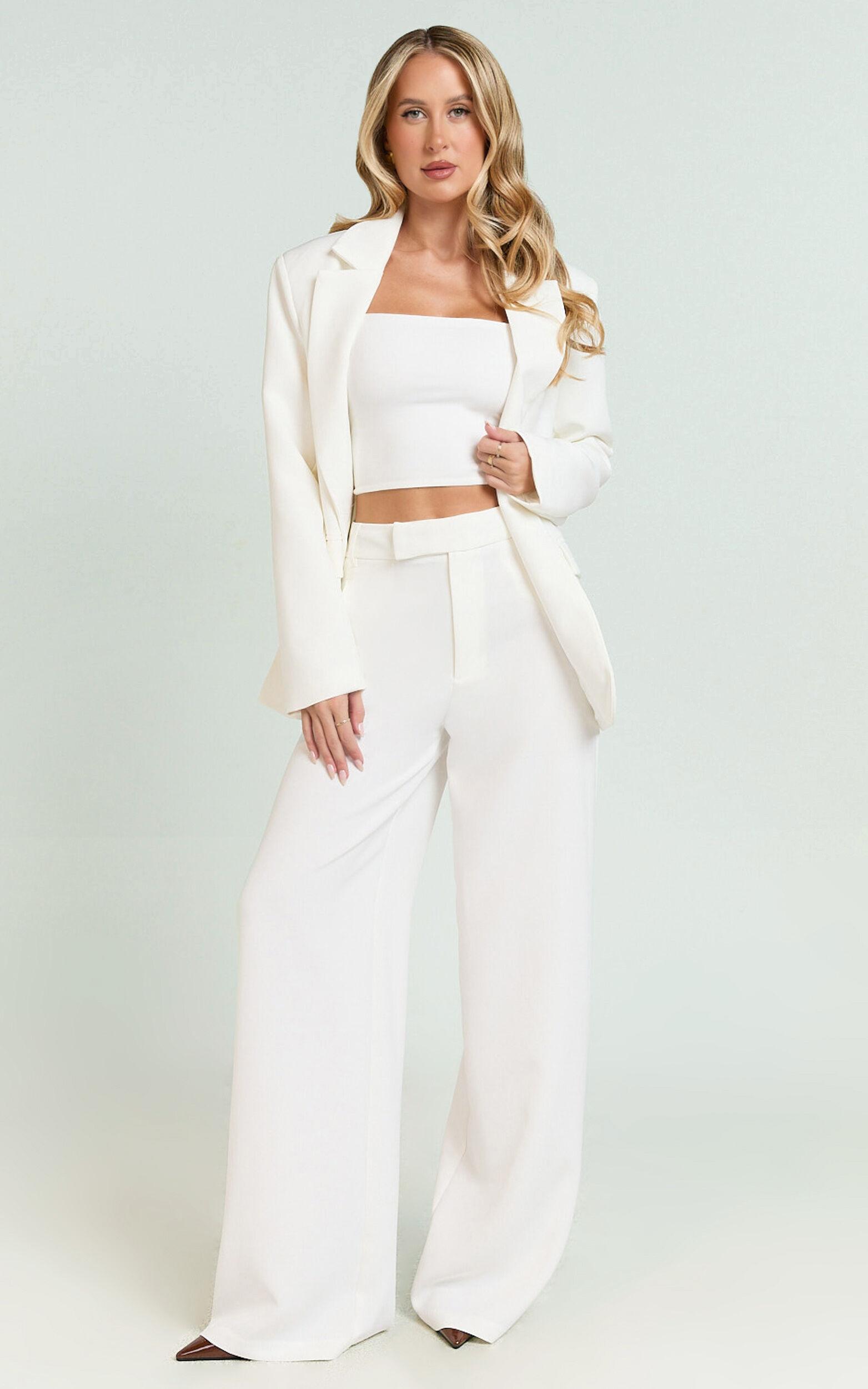 Selena Blazer - Boxy Single Breasted Blazer in Cream Product Image