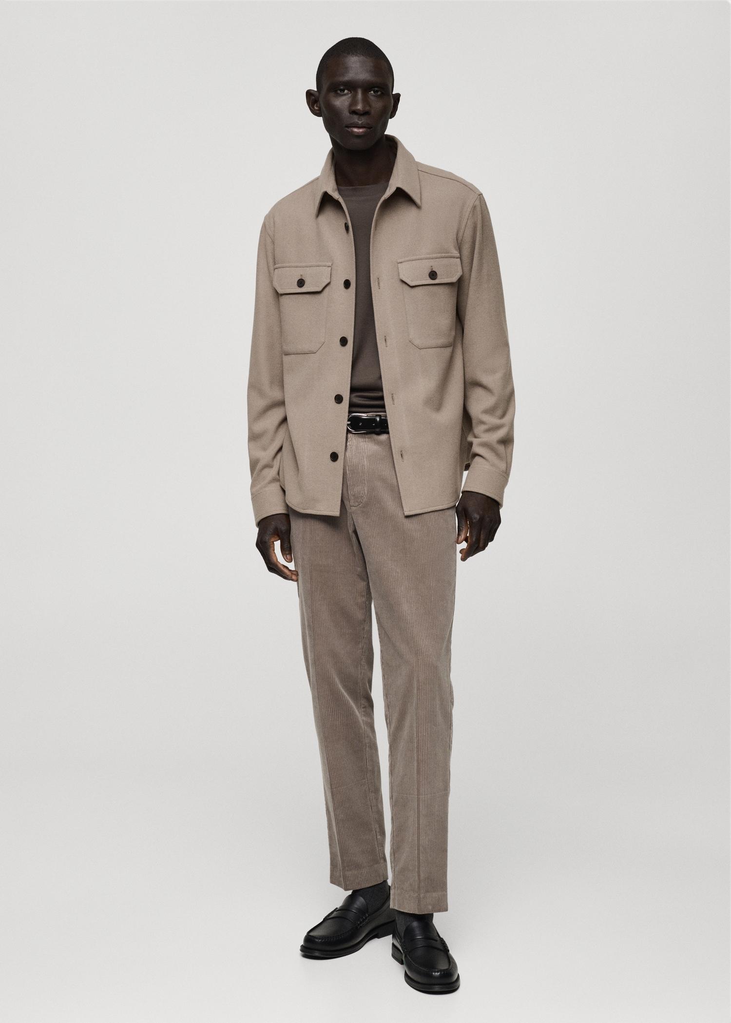 Wool-blend flannel overshirt - Men | MANGO USA Product Image