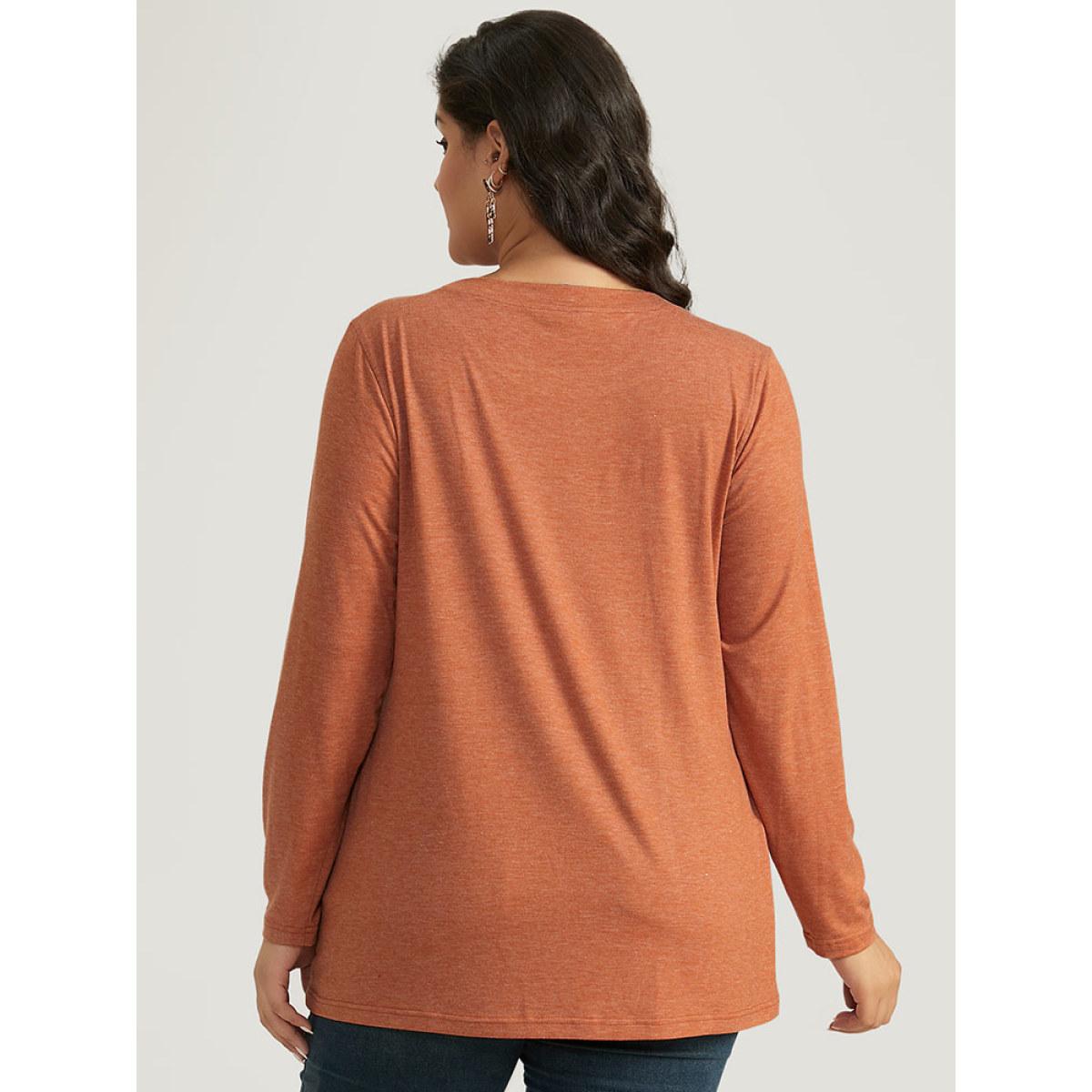 Plus Size Halloween Three Pumpkin Print Crew Neck T-shirt Chocolate Women Casual Printed Halloween Festival-Halloween T-shirts BloomChic 10/M Product Image