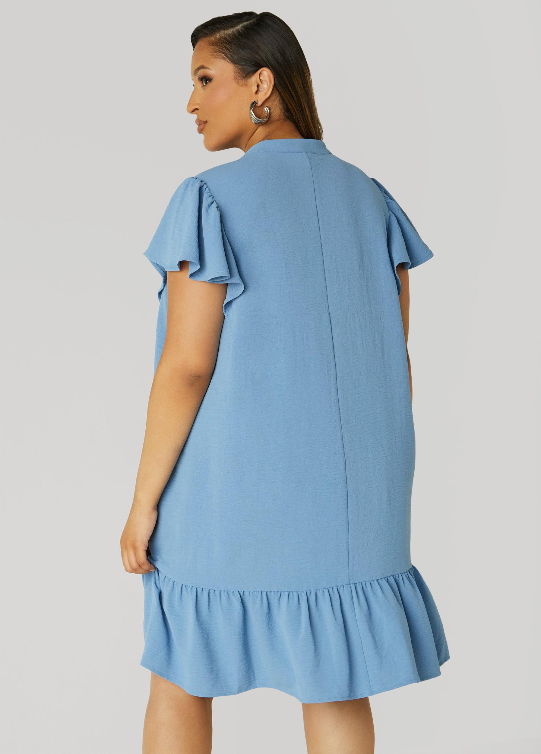 Plus Size Flounced Pleated Dress Ashley Stewart Product Image