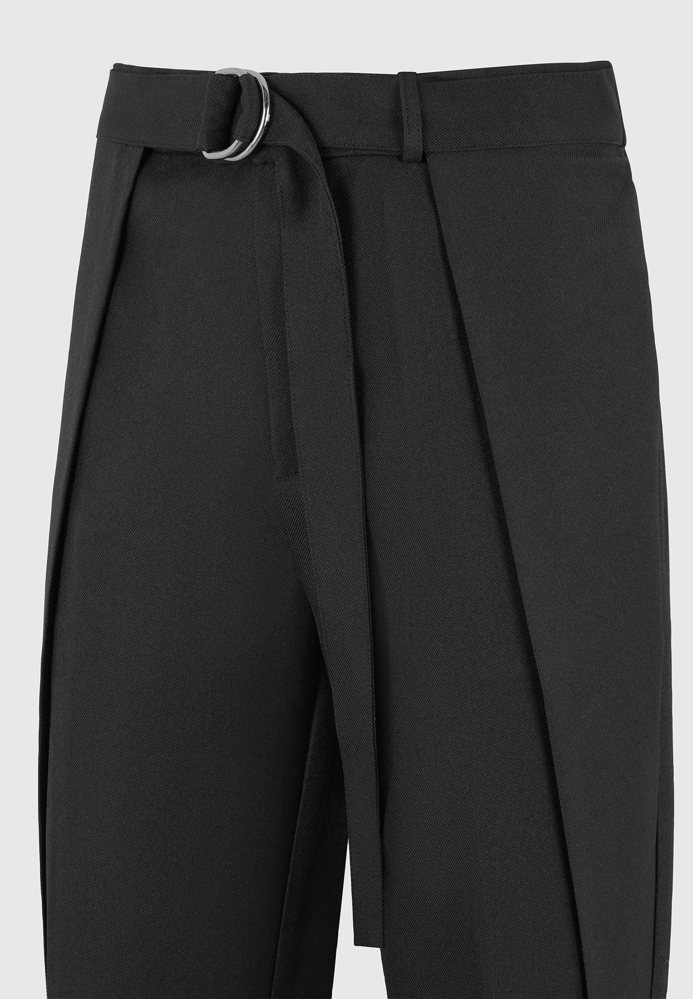 Charles - Wide Fit Wrap Leg Tailored Trousers - Black Male Product Image
