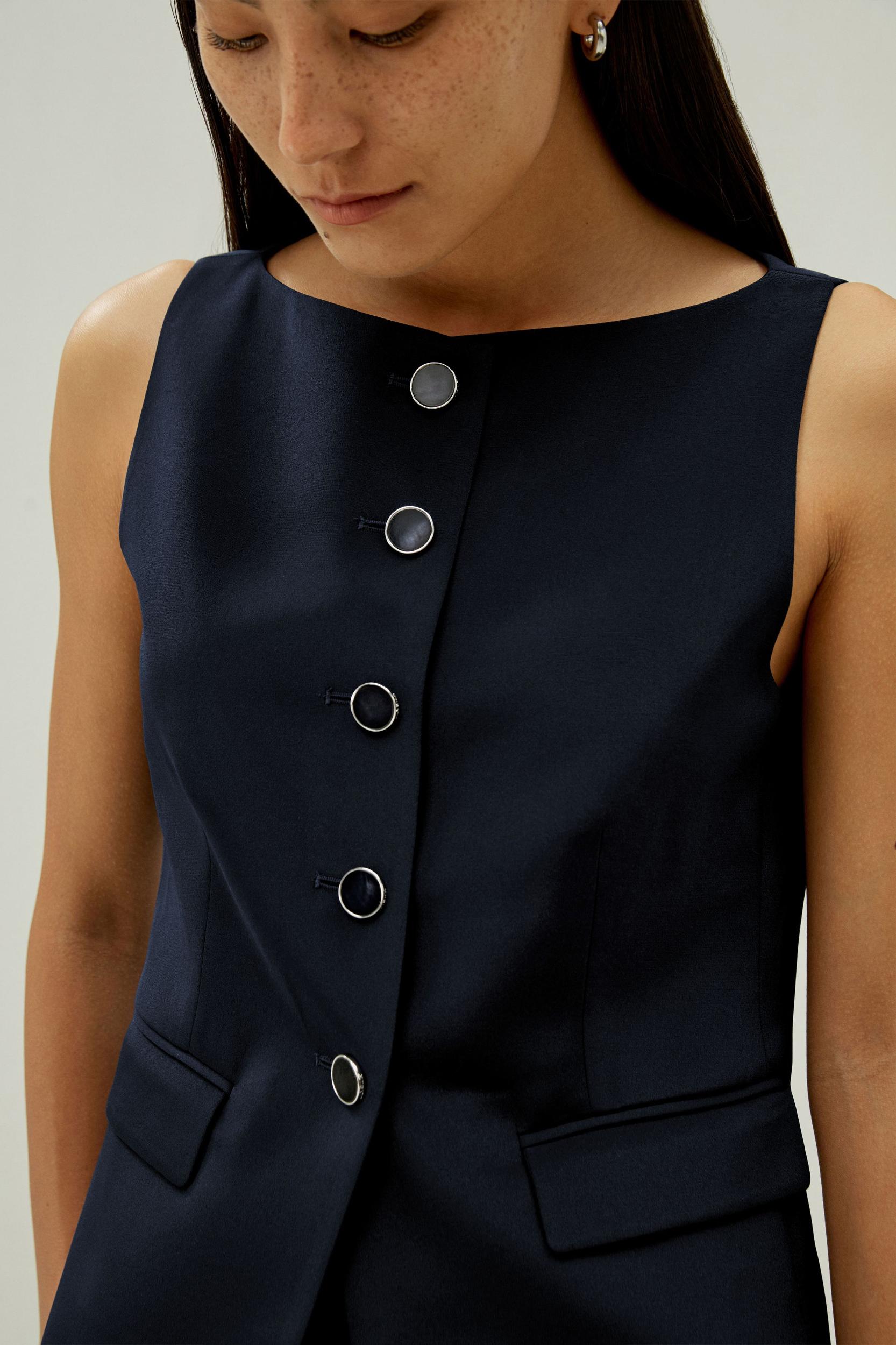 LILYSILK Womens Silk Vest - Midnight Blue 100% Grade 6A Silk - Chic Front Slit Tops 2 Product Image