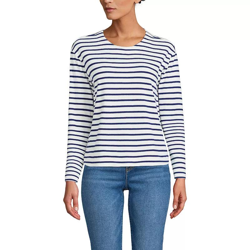 Women's Lands' End Long Sleeve Mariner Jersey Crewneck Tee,  Product Image