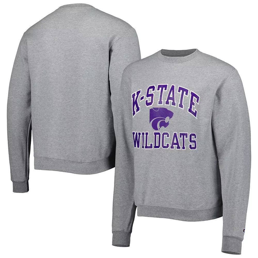 Men's Champion Heather Gray Kansas State Wildcats High Motor Pullover Sweatshirt,  Product Image