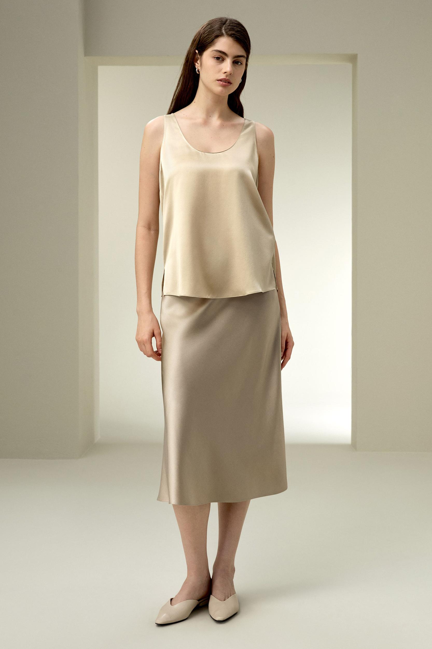 LILYSILK Silk Tank - Womens - Natural White Pure Silk - Cool A-Line Camisole XL Product Image