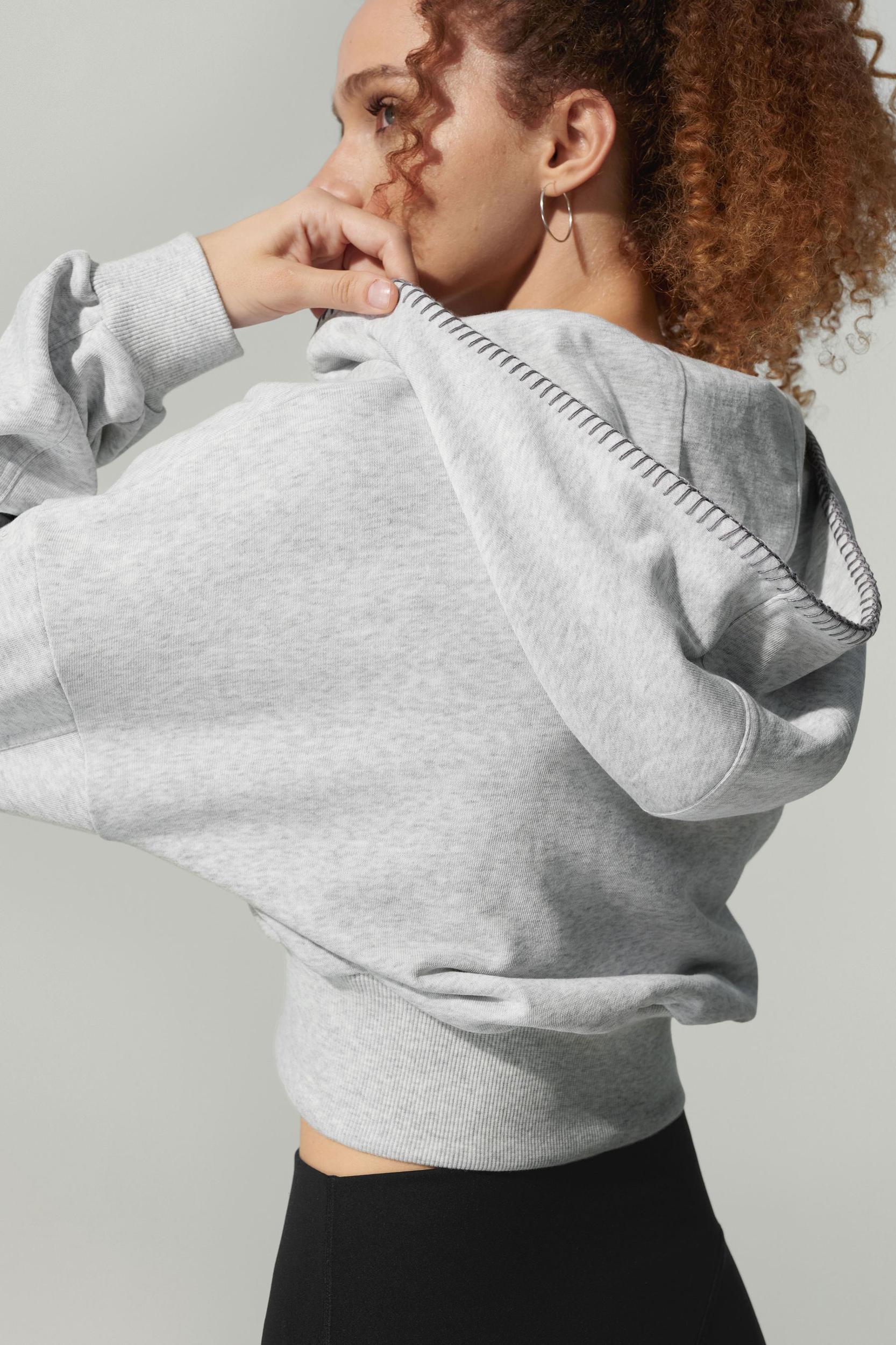 LILYSILK SILKERRY Womens Cropped Zip Up Hoodie | 100% Silk Loops | Cozy Zip-Up Jacket | Espresso L Product Image