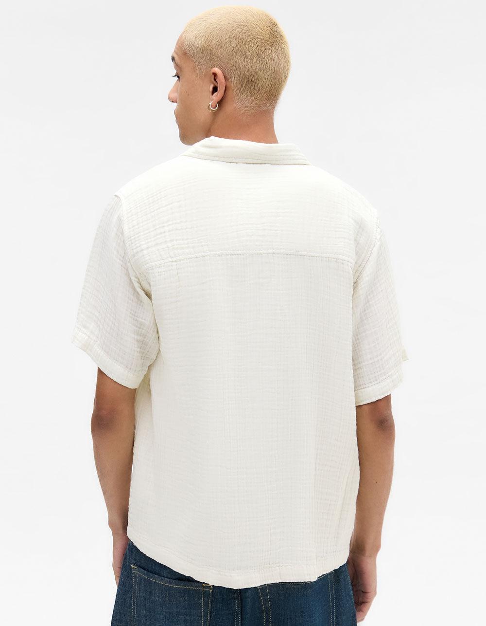 BDG Urban Outfitters Crinkle Mens Button Up Shirt - WHITE Product Image