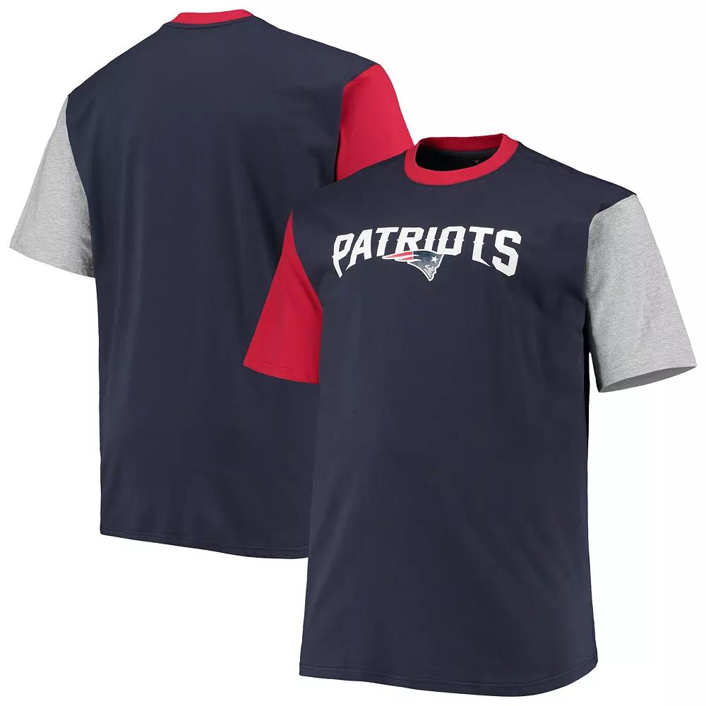 Men's Navy/Red New England Patriots Big & Tall Colorblocked T-Shirt, Size: 2XB, Blue Product Image