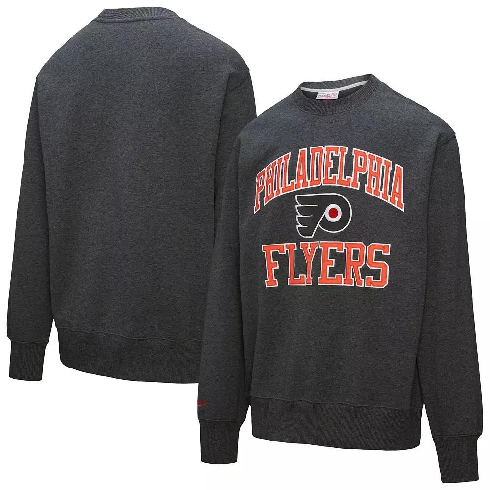 Men's Mitchell & Ness Charcoal Philadelphia Flyers Playoff Win Fleece Pullover Sweatshirt,  Product Image