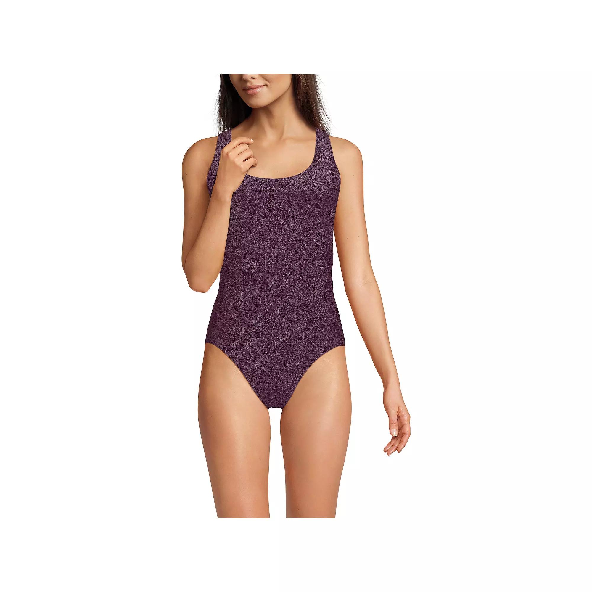 Women's Lands' End Tugless Shine One-Piece Swimsuit,  Product Image