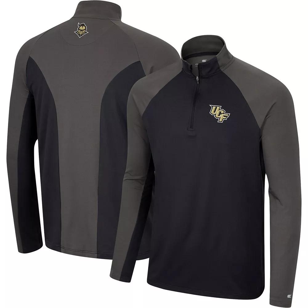 Men's Colosseum Black/Charcoal UCF Knights Two Yutes Raglan Quarter-Zip Windshirt, Size: XL Product Image