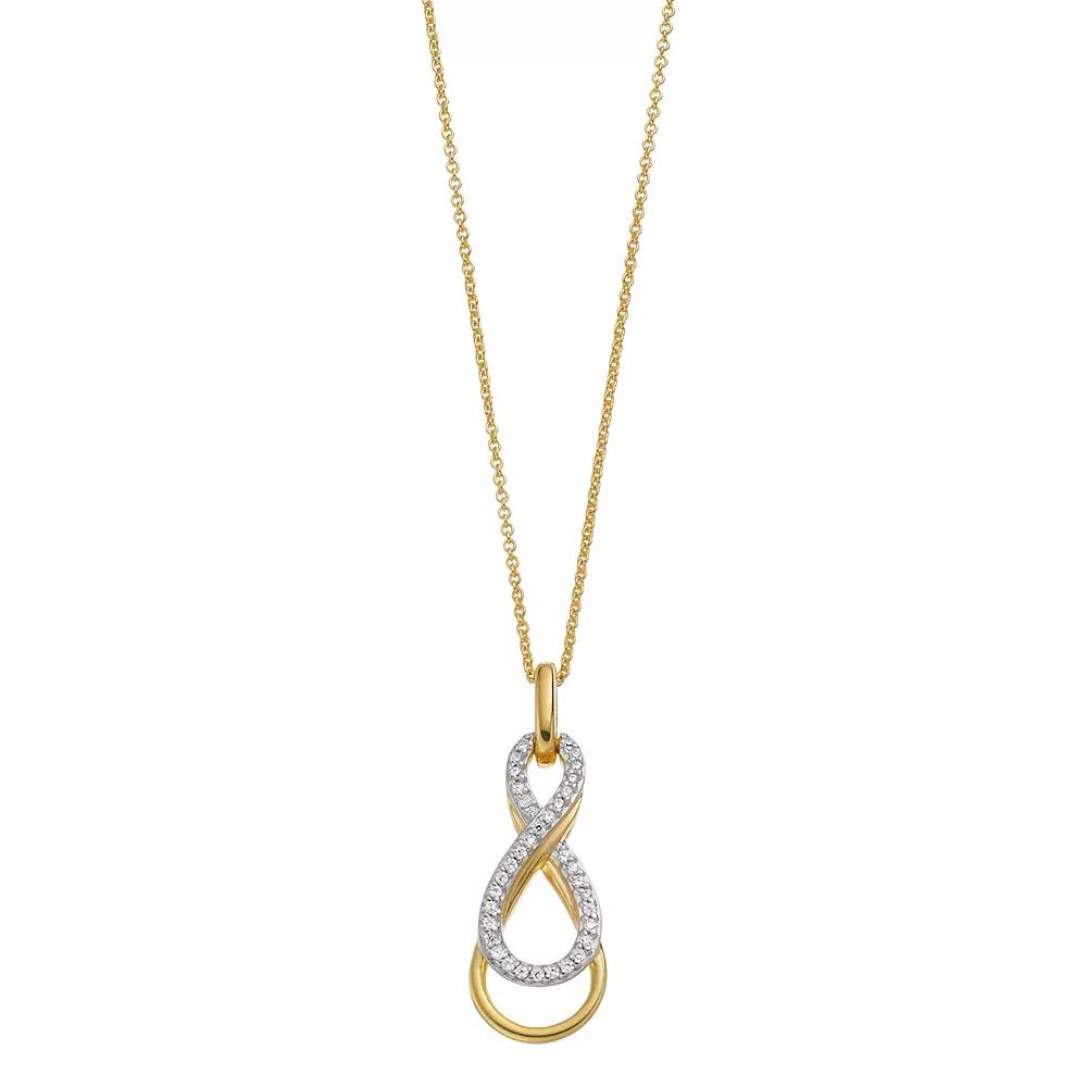 14k Gold Over Silver 1/10 Carat T.W. Diamond Infinity Pendant Necklace, Women's, Size: 18", Gold Tone Product Image