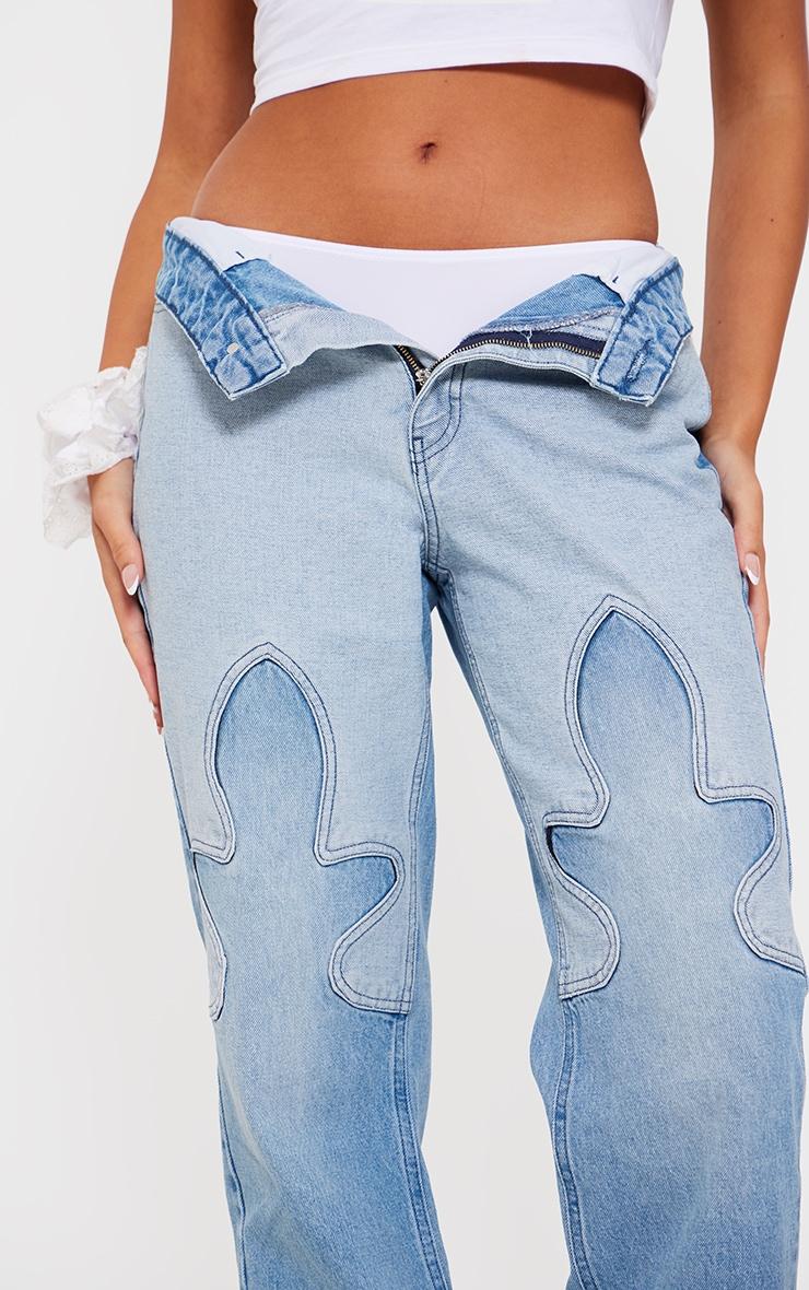 Blue Western Patch Denim Jeans Product Image